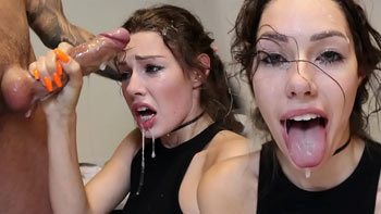 Mulher fazendo garganta profunda