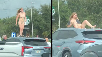 Mulher nua na rua